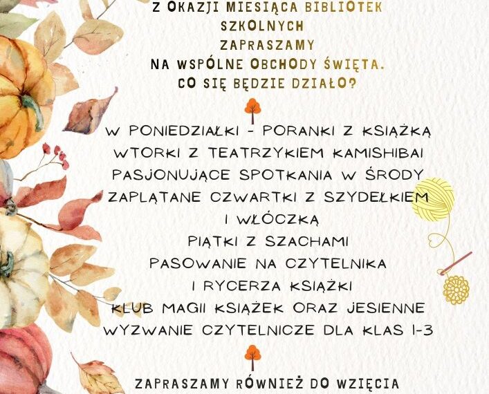 PAŹDZIERNIK – MIESIĄC BIBLIOTEK SZKOLNYCH